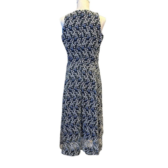 Tahari Womens Navy Blue Floral Embroiled Sleeveless Midi Summer Dress Size 6 - Picture 3 of 11